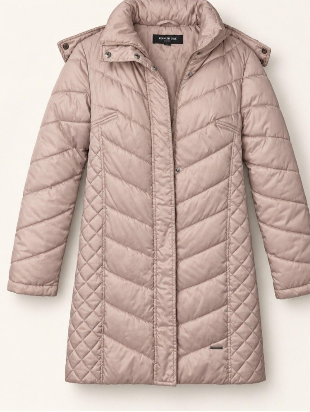 Kenneth Cole Quilted Hooded Puffer Coat in Pink Size Small